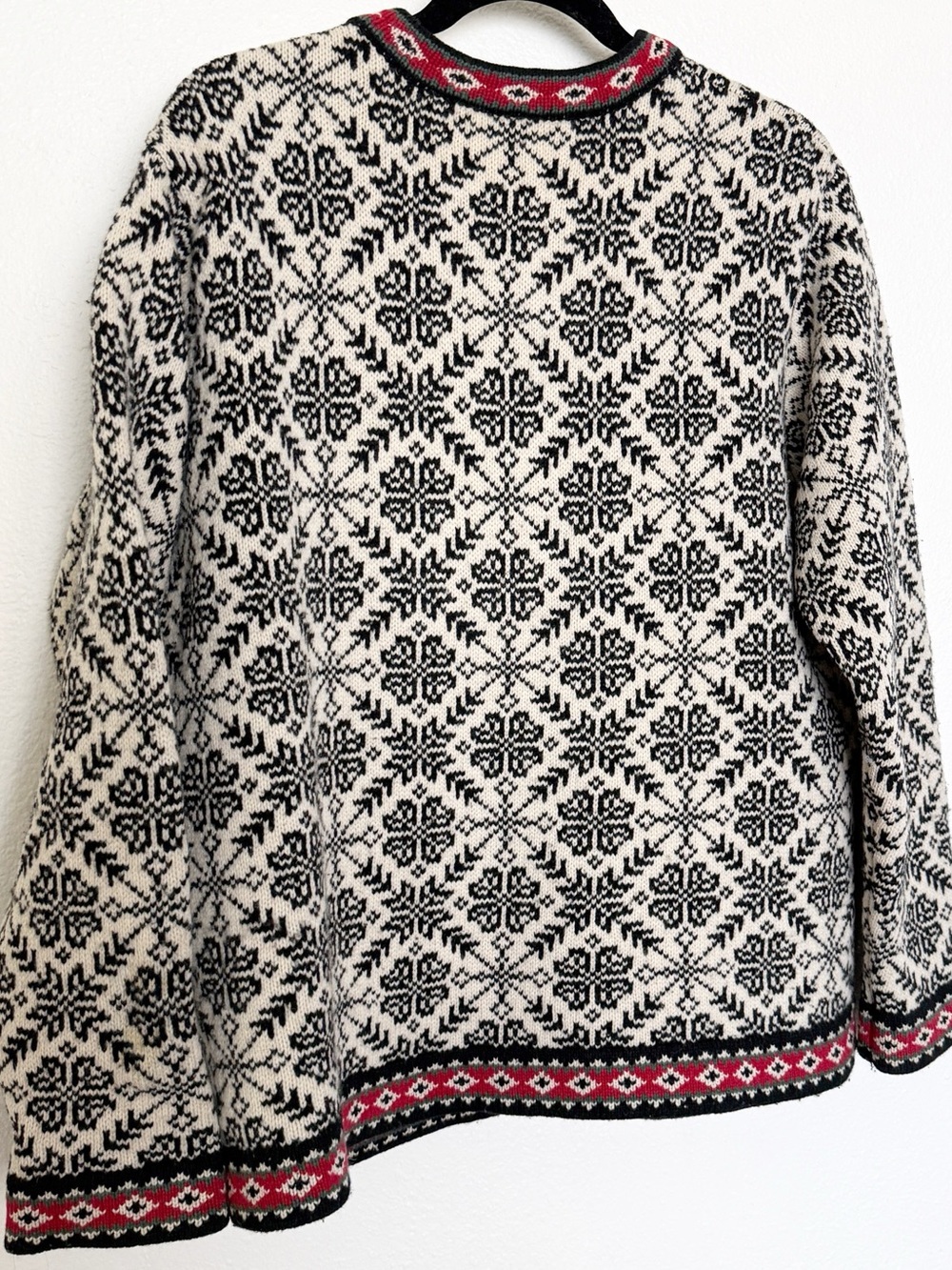Vintage L.L.Bean 100% Wool Nordic Fair Isle Button Cardigan Sweater L - Picture 4 of 9